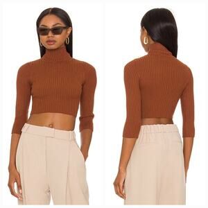 Superdown Milenka Crop Sweater in Brown Small